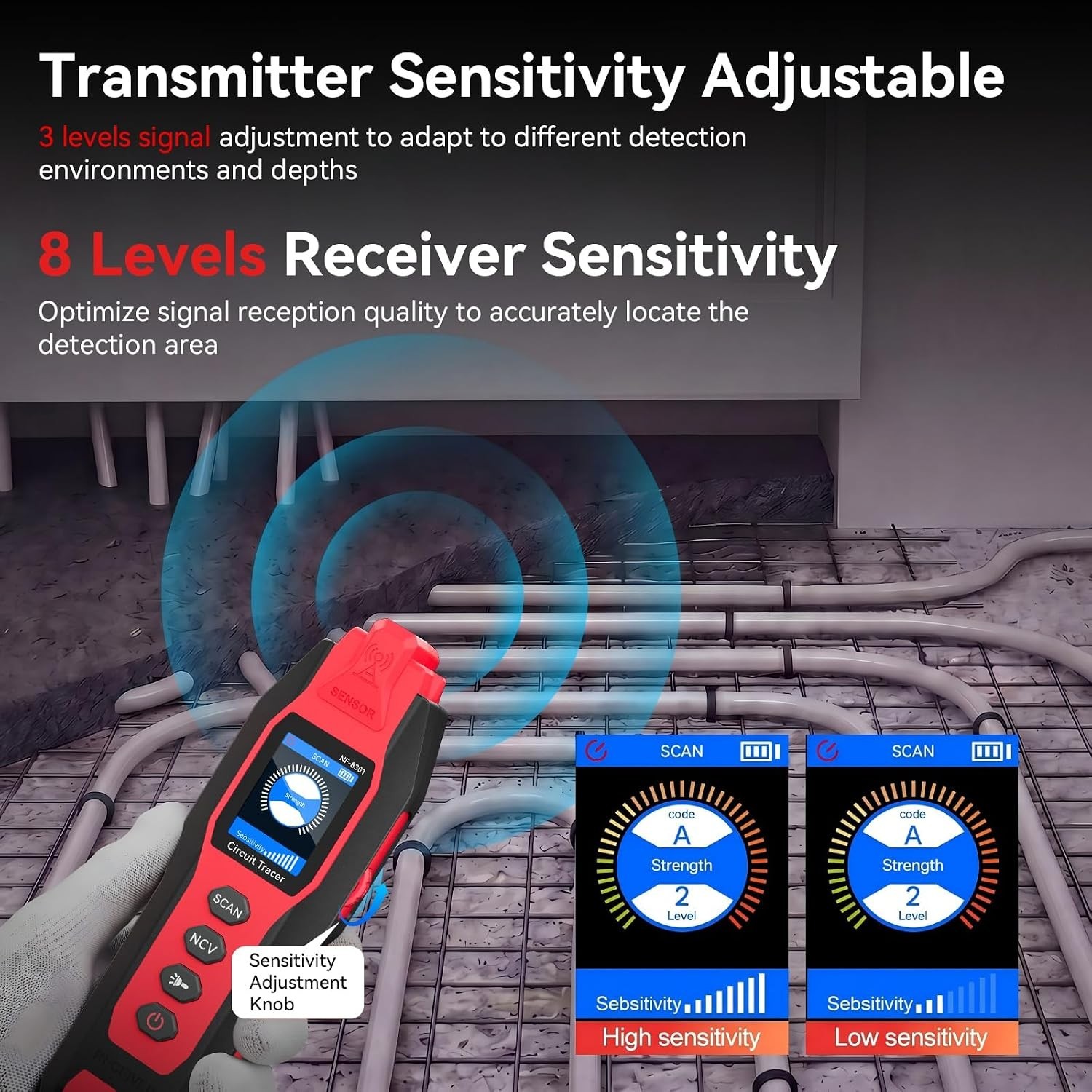 Advanced Cable Locator & Wire Tracer with Built-In Multimeter and LED Flashlight