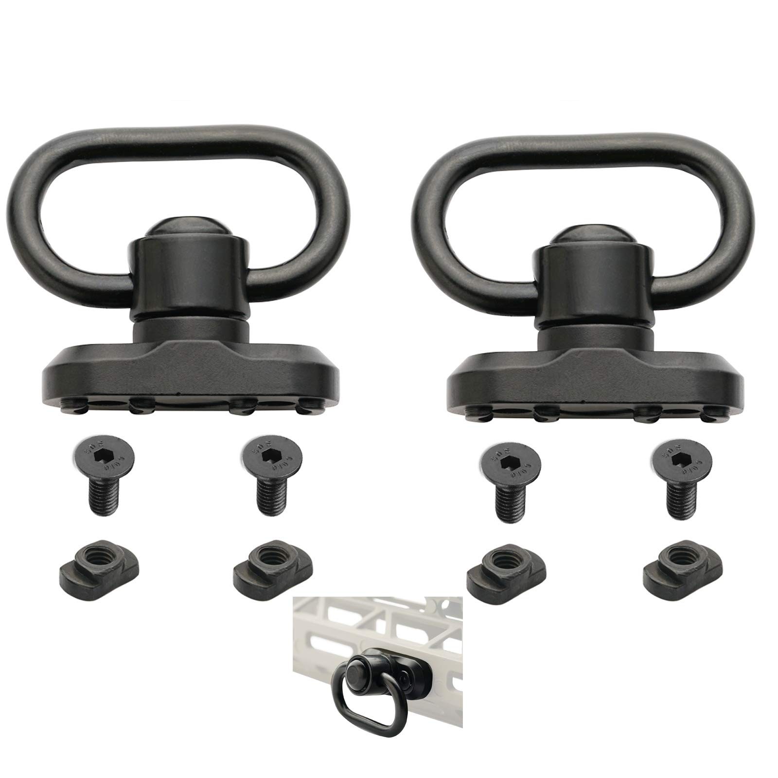 Fidragon Two Point Sling 2-Pack, Black Nylon, 1.25" Sling Swivel, 264 Ib Load...