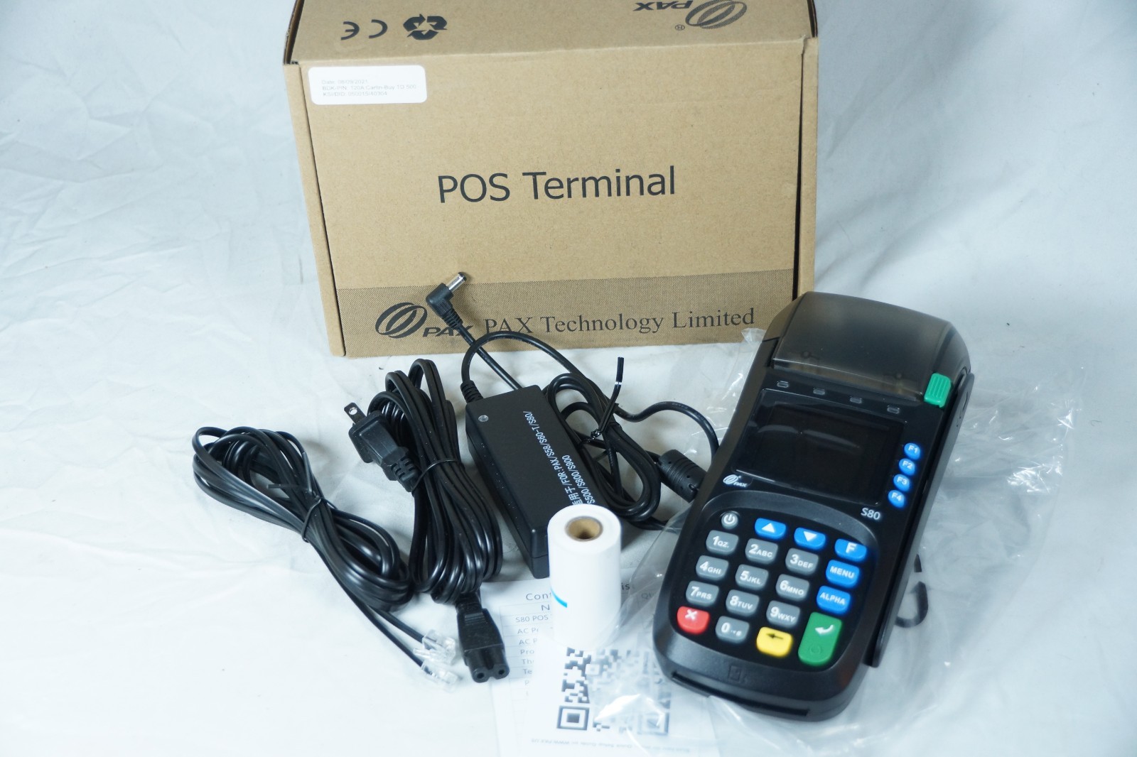 New PAX S80 EMV NFC Credit Card Machine - Black WITH POWER SUPPLY & Paper