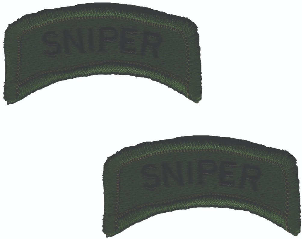 2 Sniper Tab Patch Green Black Hook Back Tactical Military (2 1/4" in)