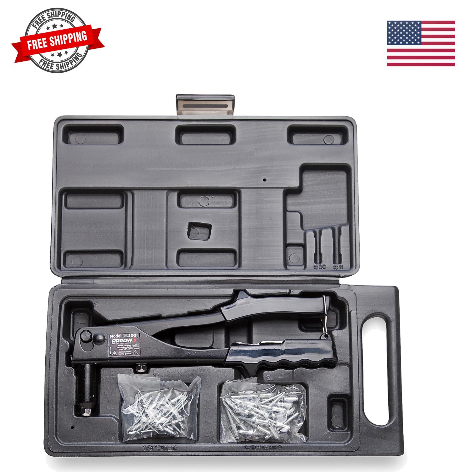 Arrow Rivet Tool Kit, Manual Riveter Set for Metal, Fabric, Leather, and Auto...