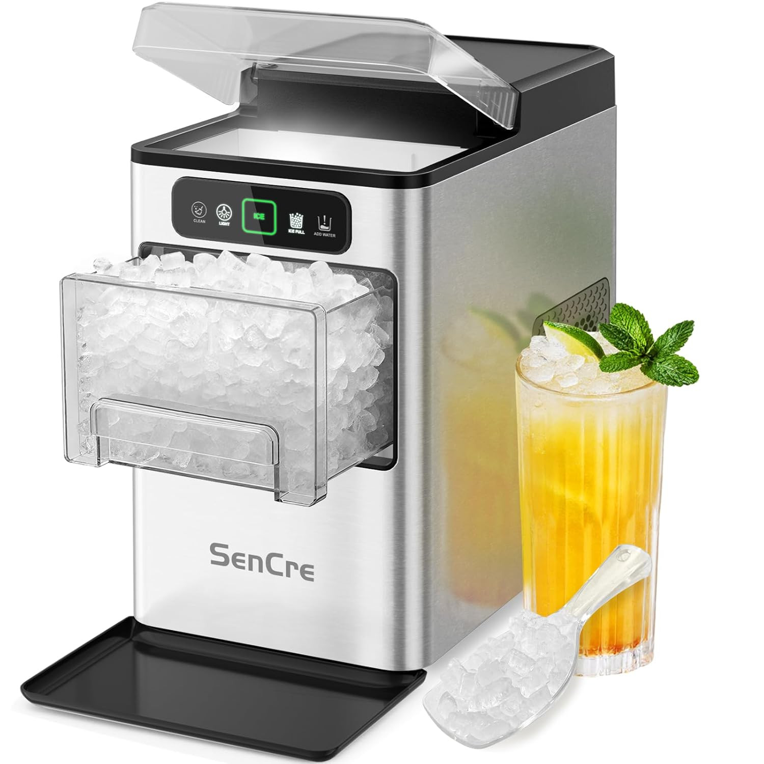 Nugget Ice Maker 40Lbs/Day, Countertop Ice Maker Soft Chewable Ice, Ice Makers O