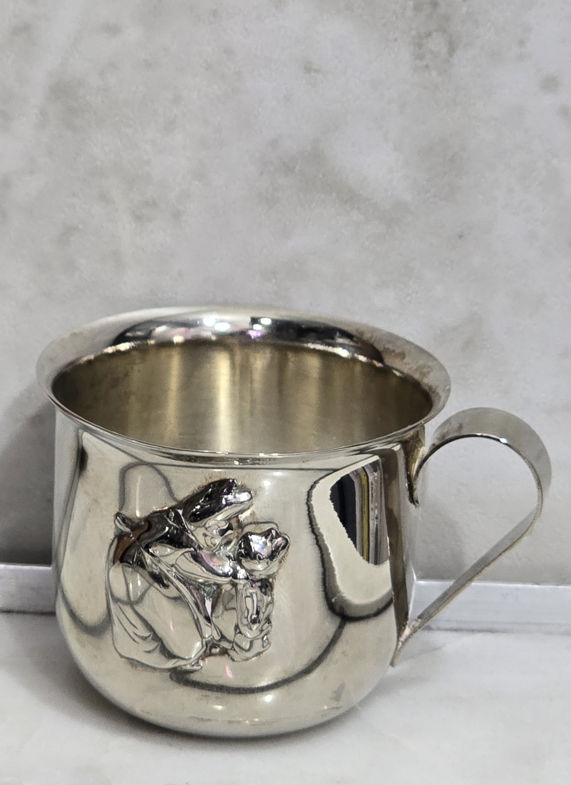 Vintage 1990s Beatrix Potter Peter Rabbit Silver Plated Baby Mug