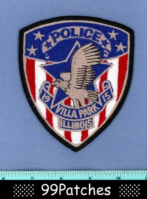 VILLA PARK ILLINOIS Police Shoulder Patch S FLAG R/W/B BANNER GREY EAGLE 2B