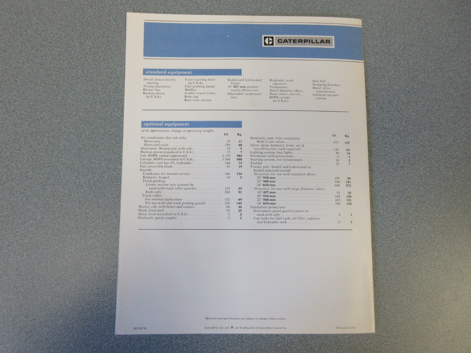 Caterpillar D5B SA Crawler Tractor Brochure