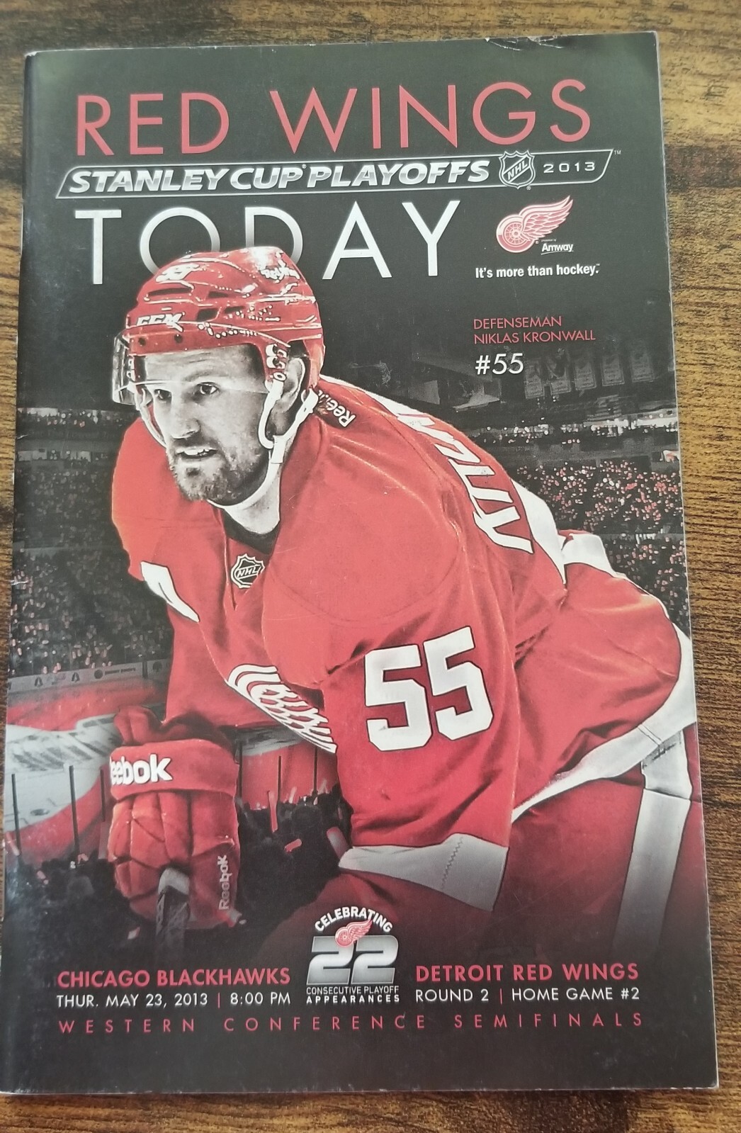 RED WINGS TODAY Stanley Cup Playoffs Program 2013 KRONWALL BLACKHAWKS NHL