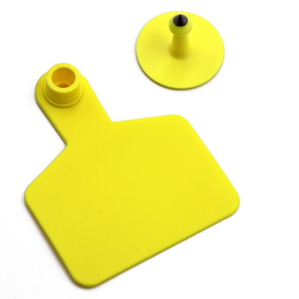 Blank Ear Tags for Livestock Durable and Easy to Apply 100 Pieces Yellow