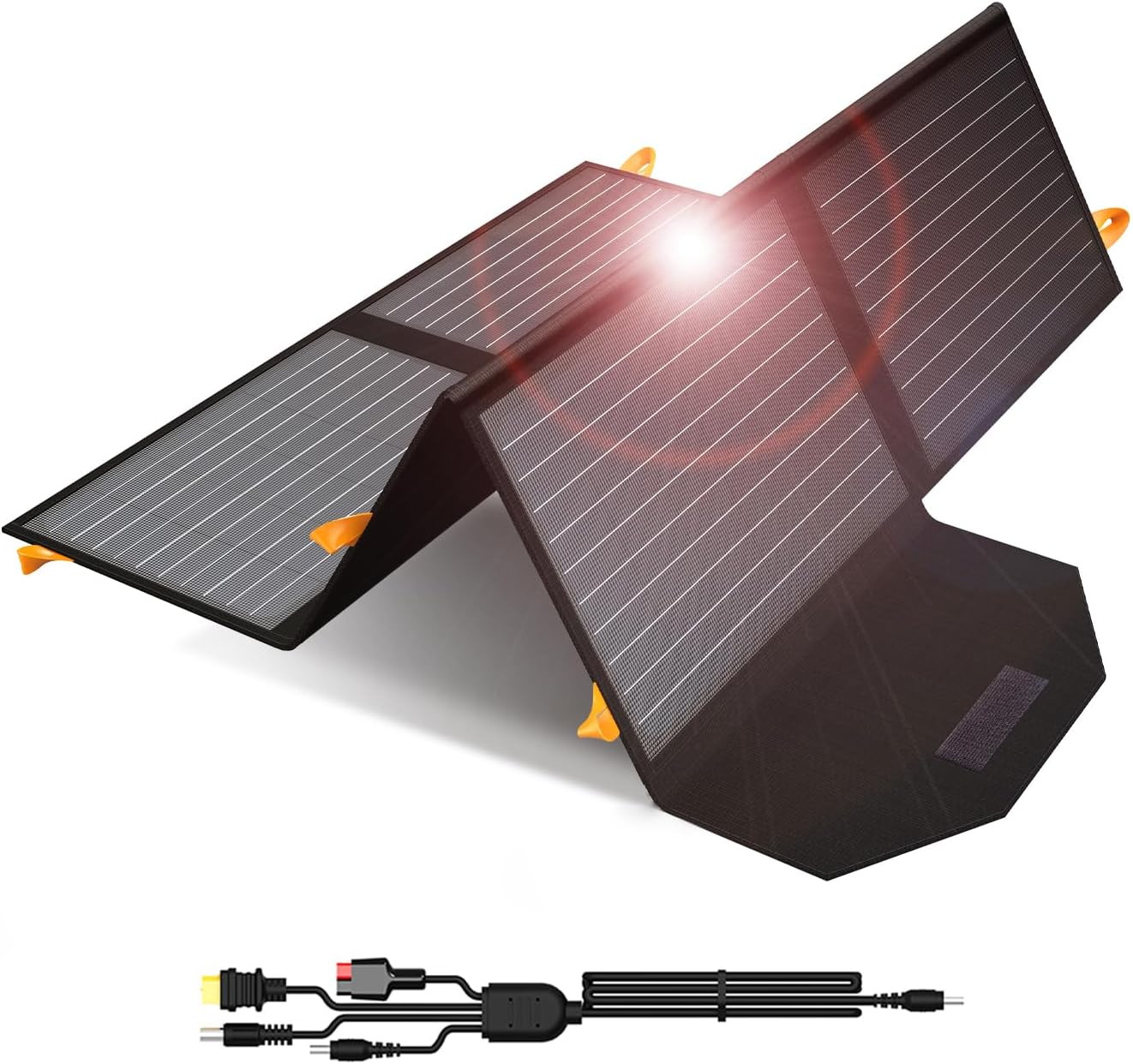 60W Portable Solar Charger - Foldable, Waterproof, QC3.0 USB-A/C for Camping