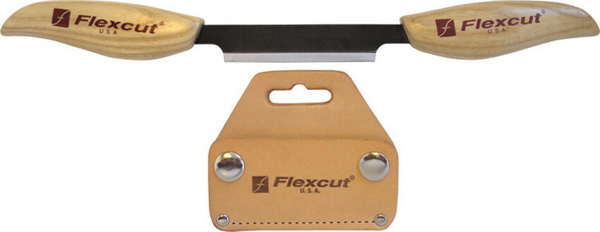 Flexcut Draw Tan Wood Carbon Steel Fixed Blade Knife w/ Leather Sheath KN25