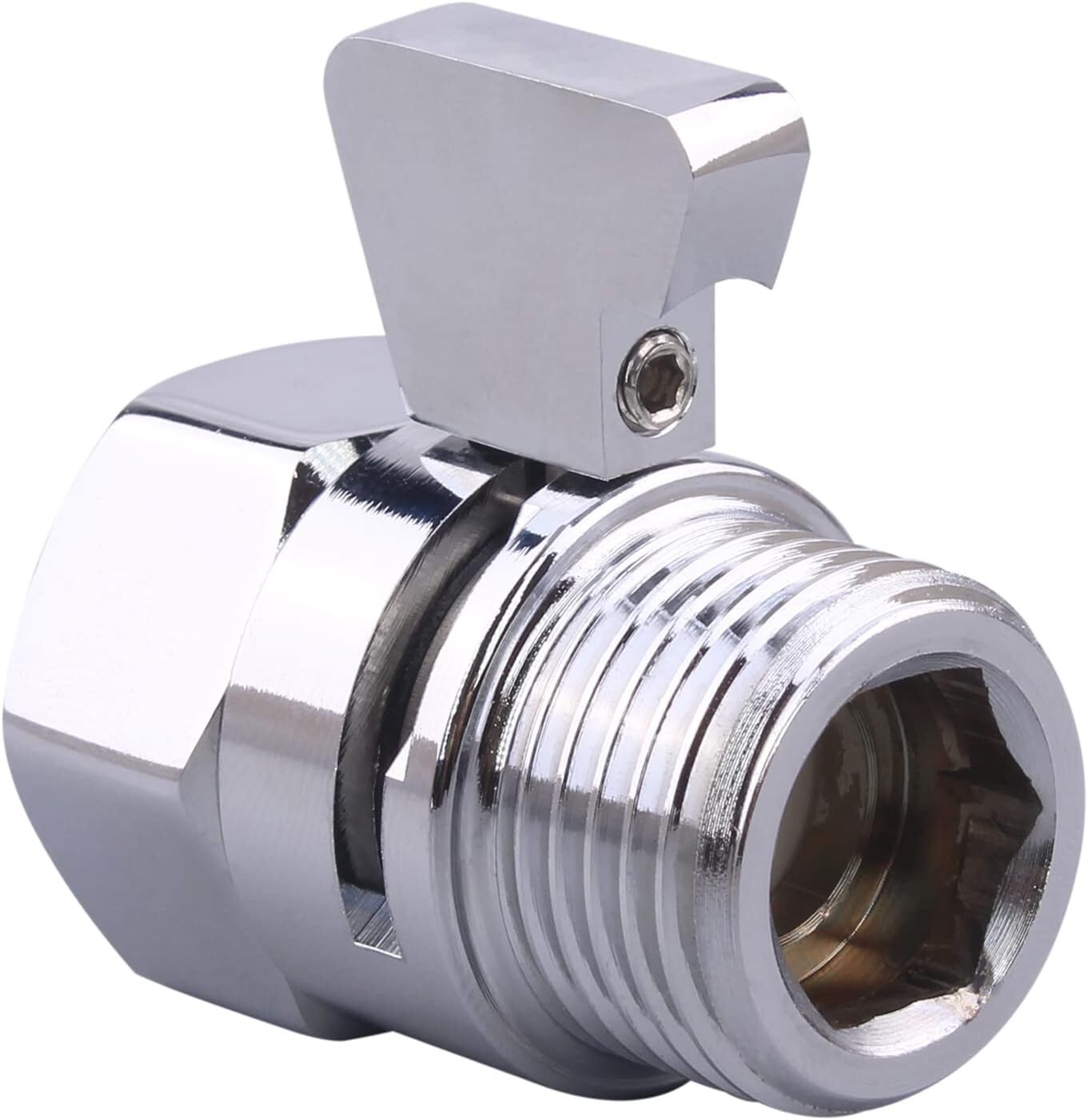 2x G1/2 Chrome Shower Head Shut off Valve Flow Control Valve With Handle Lever