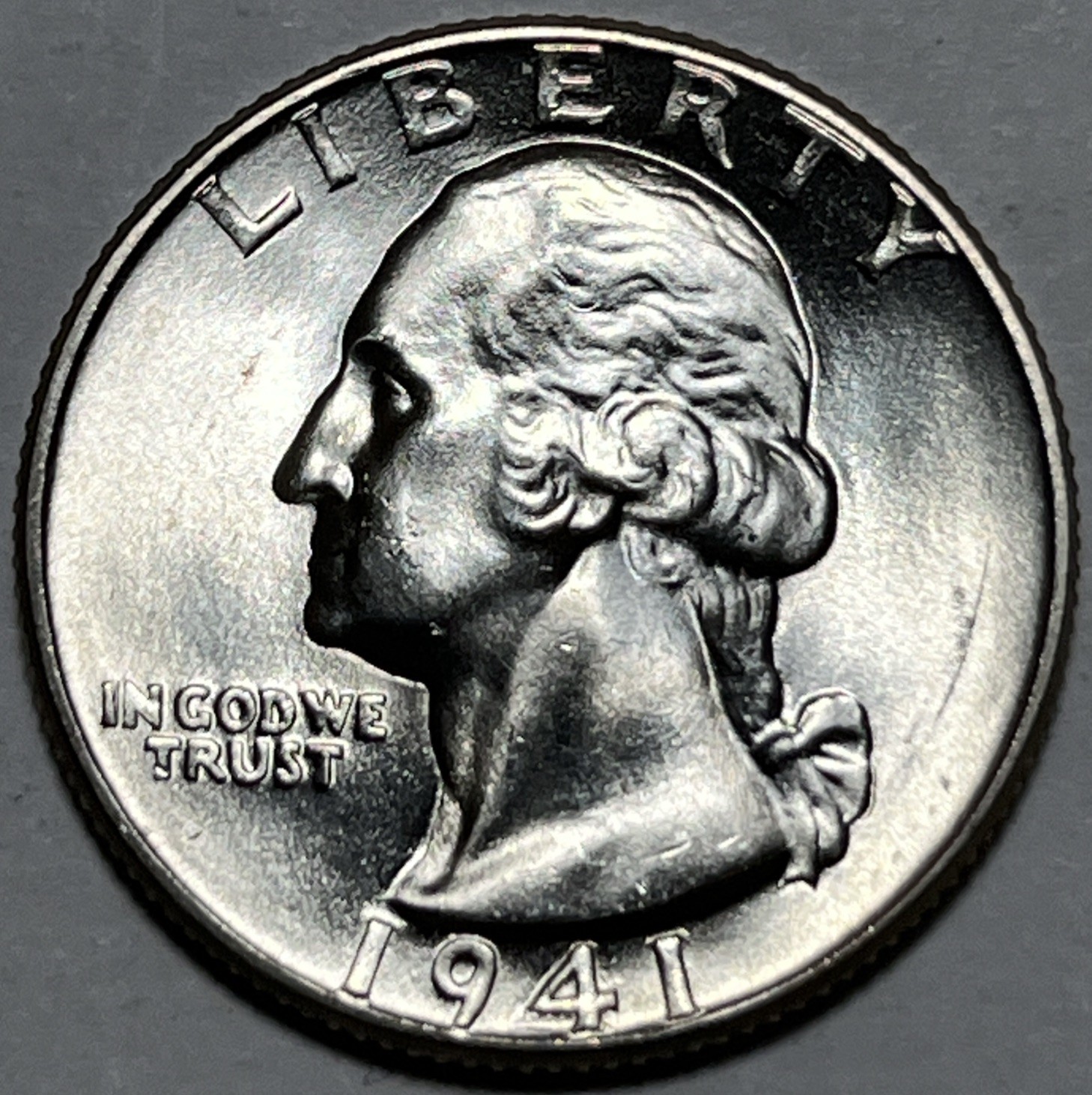 1941 4/4 Washington Quarter Date Errors 4 Over 4 Die Cracks Reverse Uncirculated