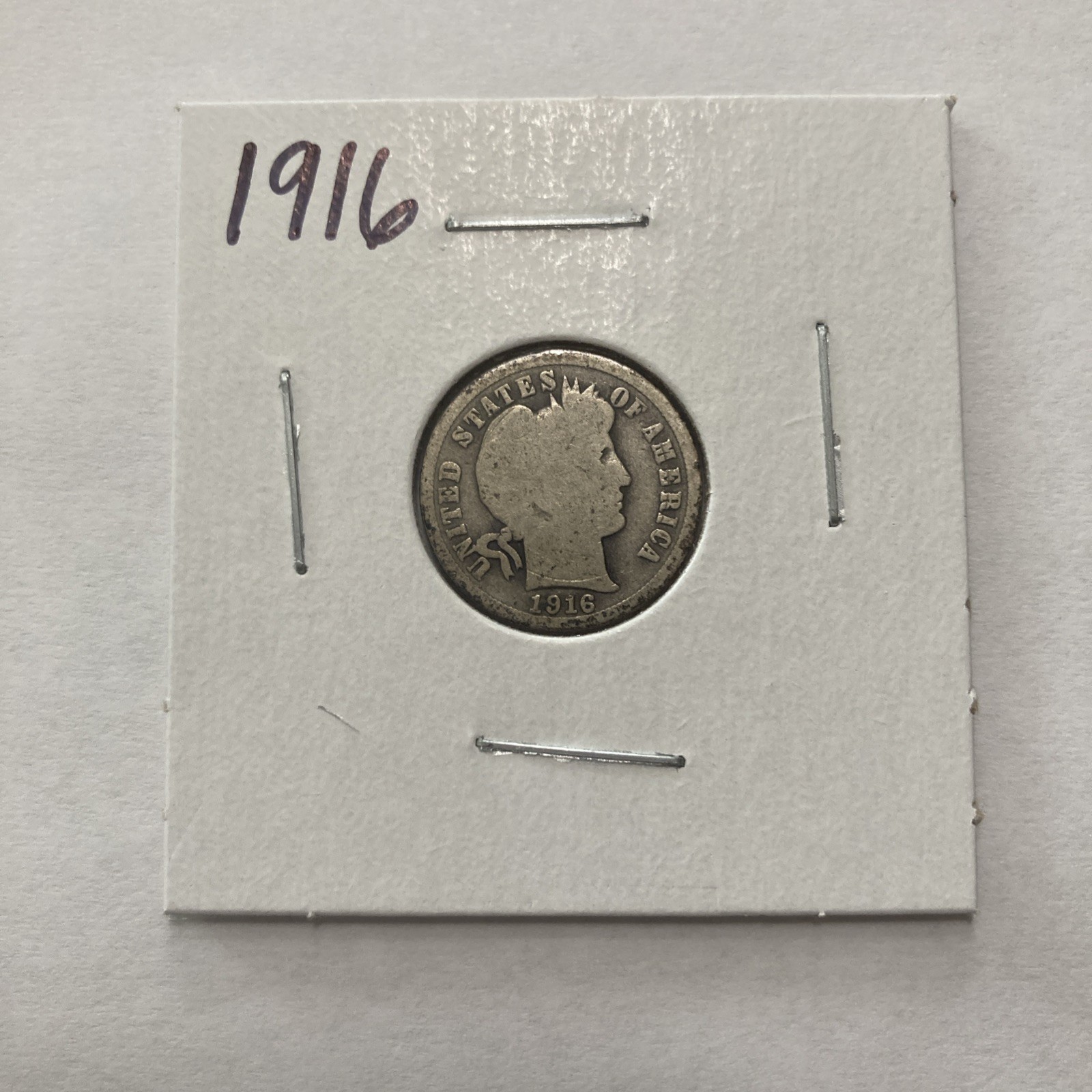 1916 P Barber 90% Silver Dime 10c US Coin