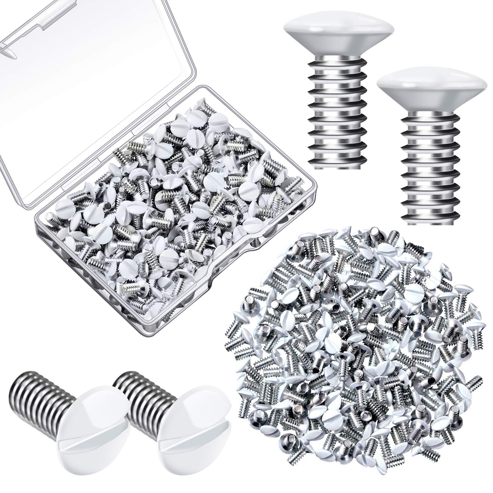 Hotop 120 Pcs Wall Plate Screws Outlet Cover 5/16 5 / 16 Inch, White