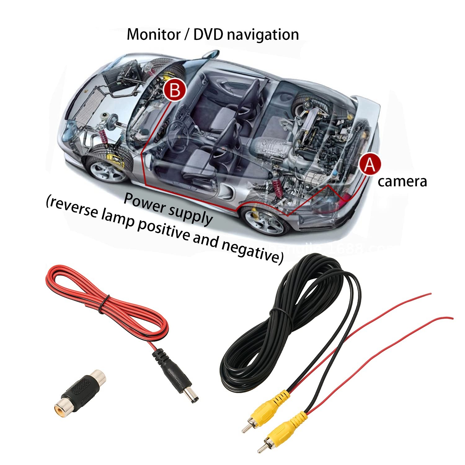 QDiShi Backup Camera RCA Video Cable, Car Reverse Rear View 19.69 ft, Yellow