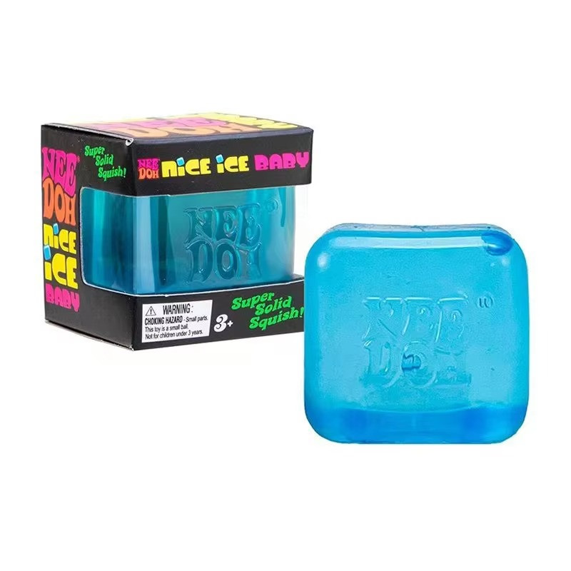 Schylling NeeDoh Nice Cube BLUE Sensory Squeeze Toy with Super Solid Squish