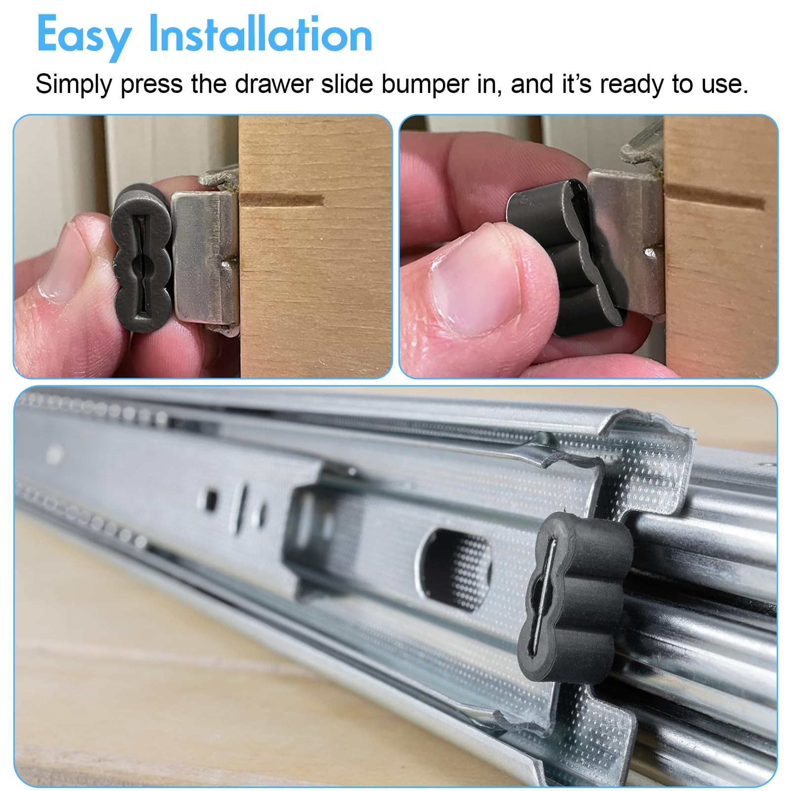 30-Pack Rubber Drawer Stopper, Slide Bumper, End Stop, Replacement, Kitchen