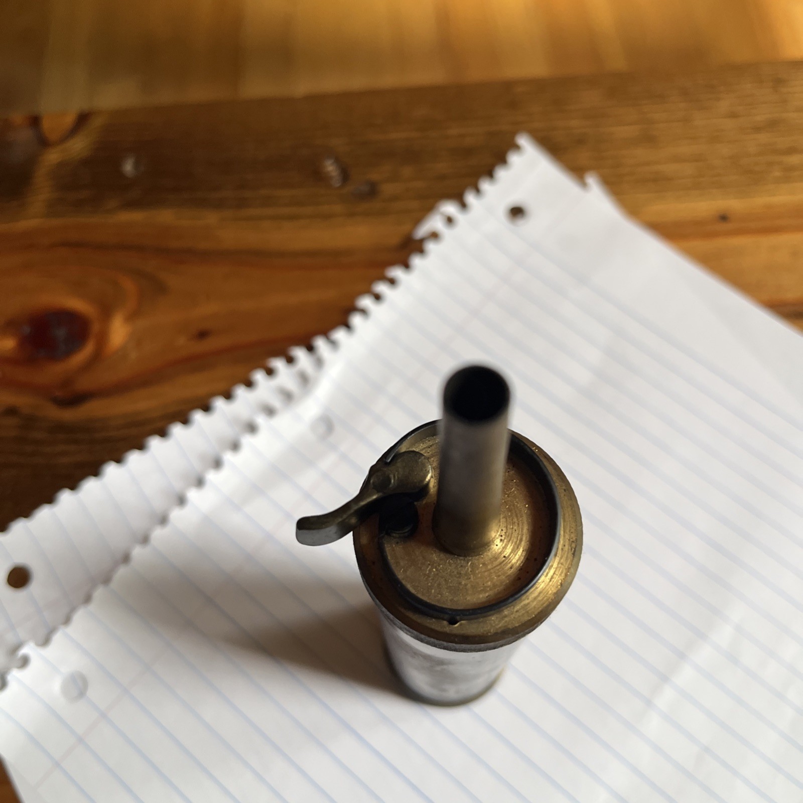 Black Powder Flask Brass Changable Spouts 5 Ounce Capacity Both Ends Remove
