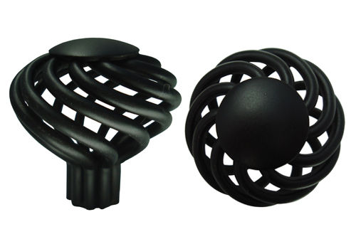 Matte Black  Birdcage Kitchen Bathroom Cabinet Knob 1 5/8" 40mm