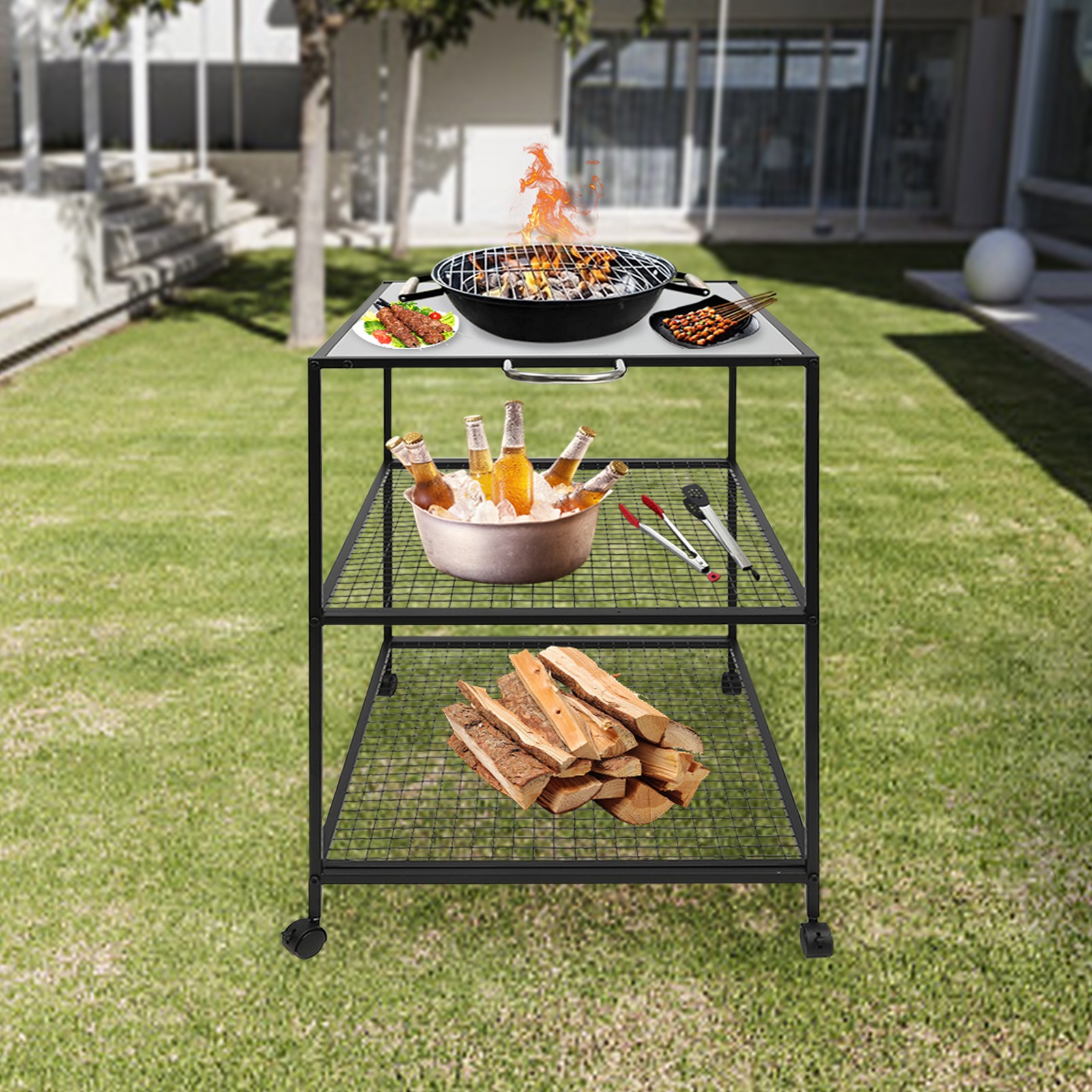 Barbecues Grill Preparation countertop Cart Outdoor Cooking Appliance Picnic BBQ