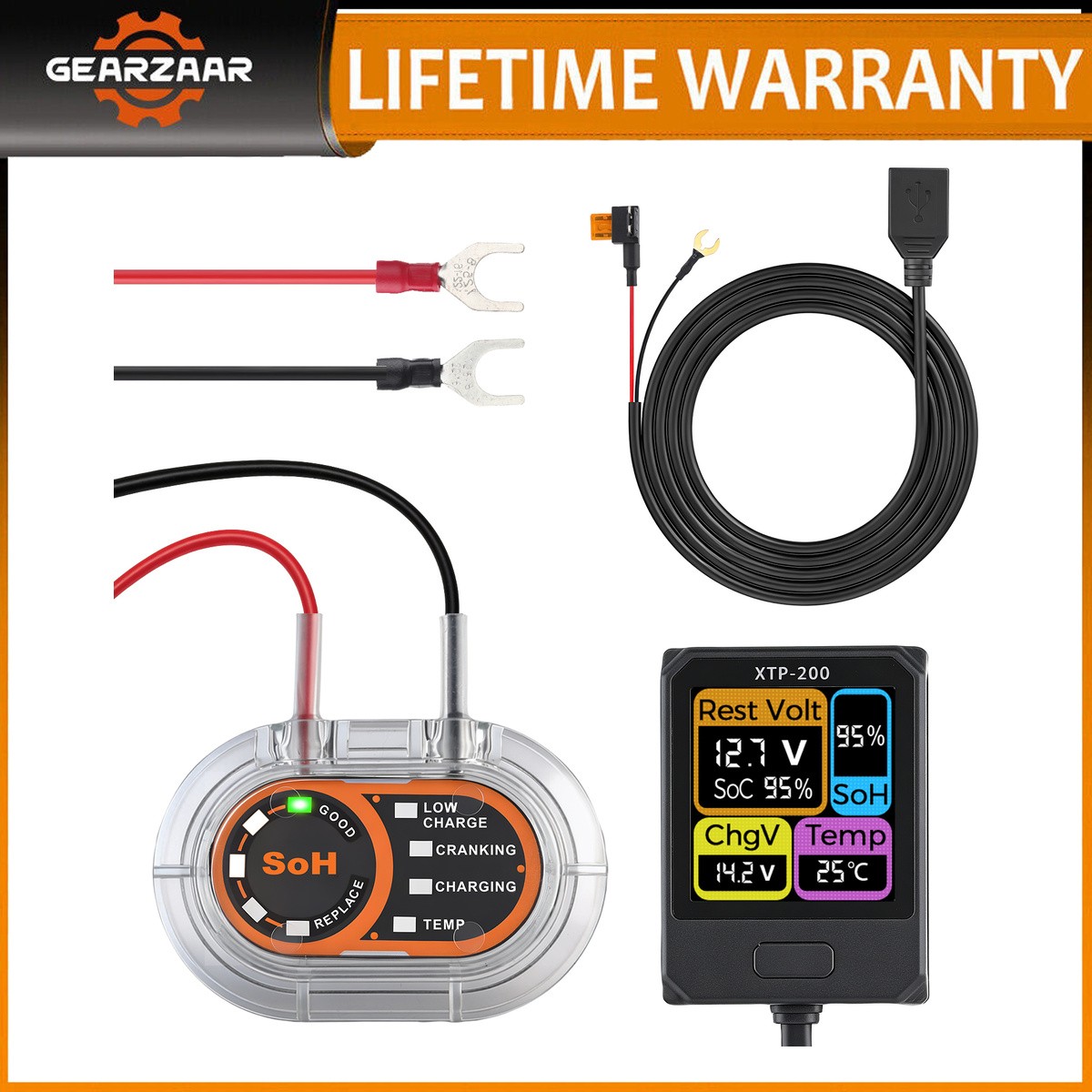 Car 12V Battery Tester Battery Health Monitor Cranking Car Battery Monitor 12V