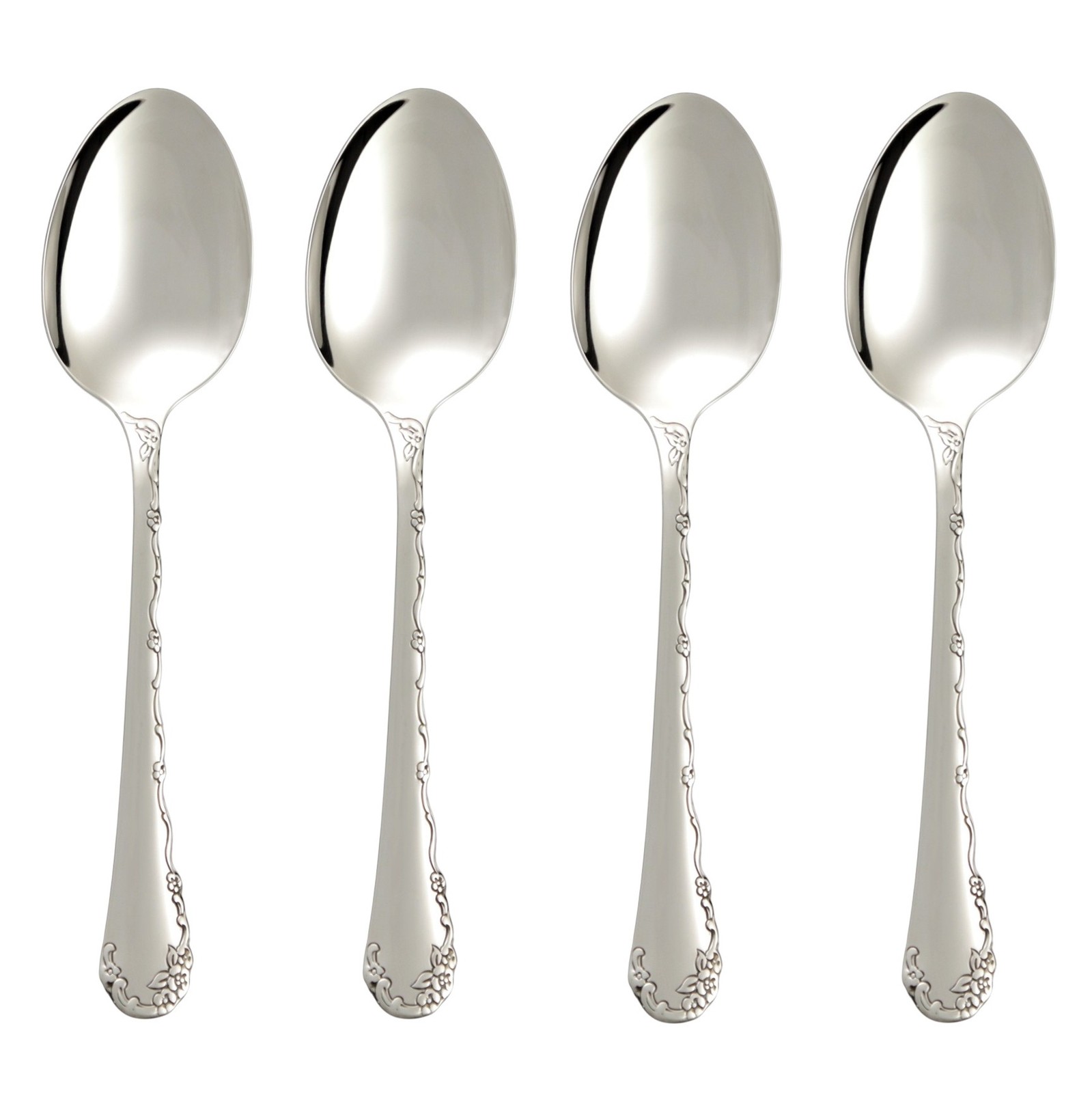 Oneida Belle Rose 18/8 Stainless Steel Teaspoon (Set of Four)