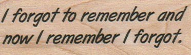 I Forgot To Remember 1 x 2 1/2" Mounted Rubber Stamp, Words and Sayings