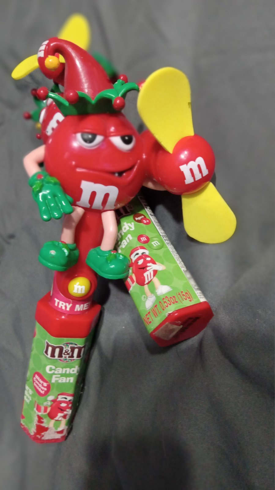 TWO-M&Ms Christmas Red Character Candy Fan Dispenser Without Candy