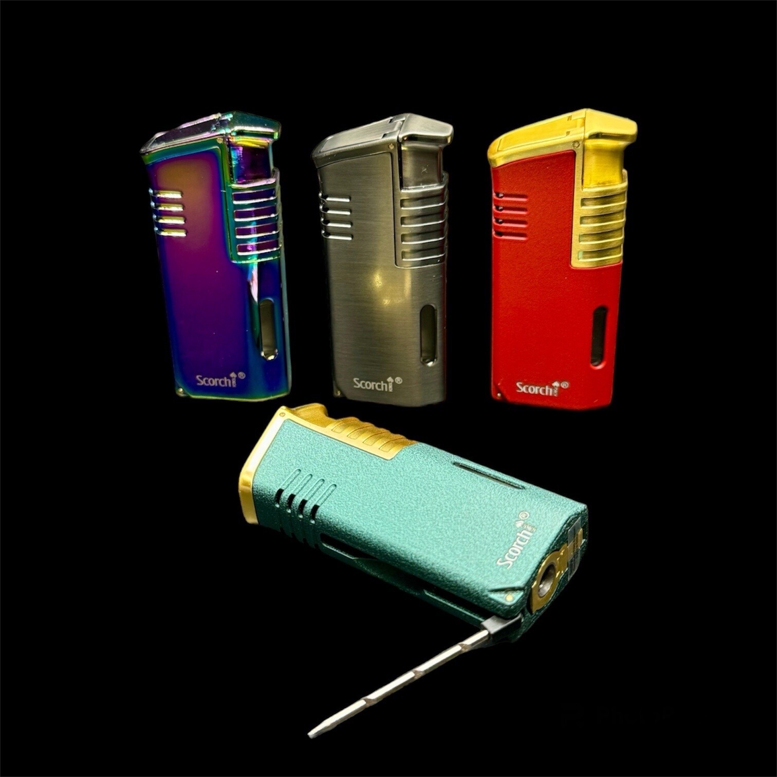 Scorch Torch Model 61735 Tripl-Flame Refillable Windproof Lighter W/ Cigar Punch