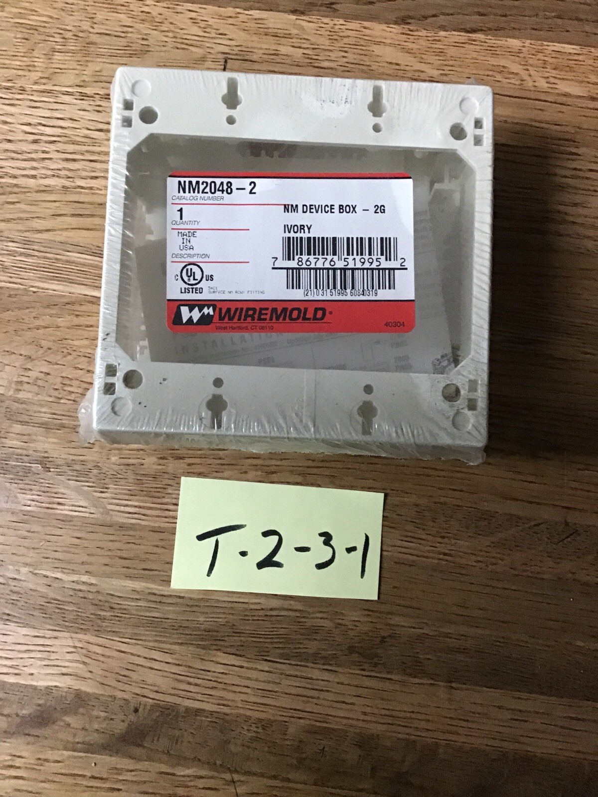 WIREMOLD NM2048-2 SURE-SNAP DEEO DEVICE BOX 2 GANG CABLE RACEWAY, IVORY