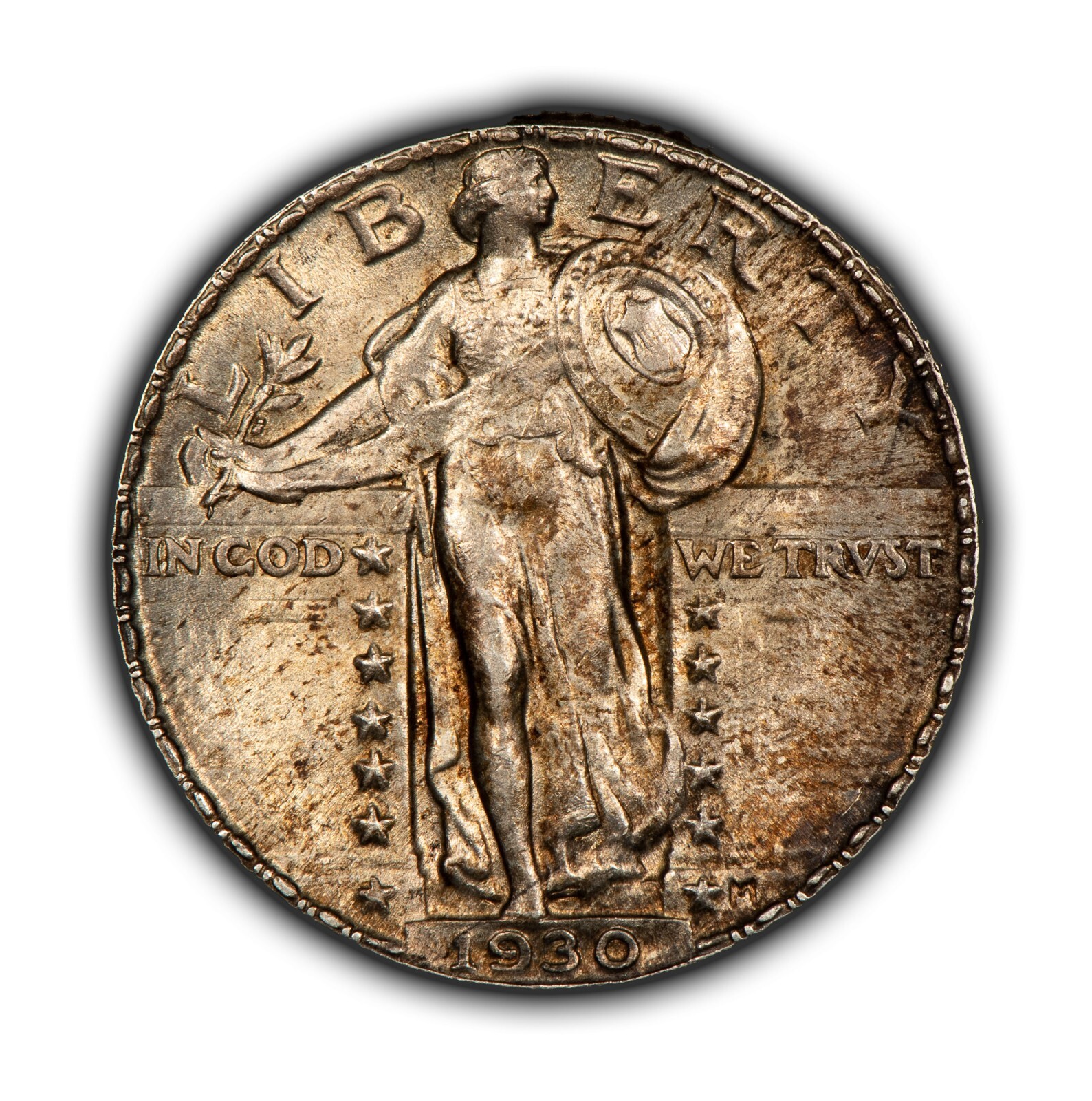1930 25c Standing Liberty Quarter - Attractive Original Toning BU - VIDEO- B3912