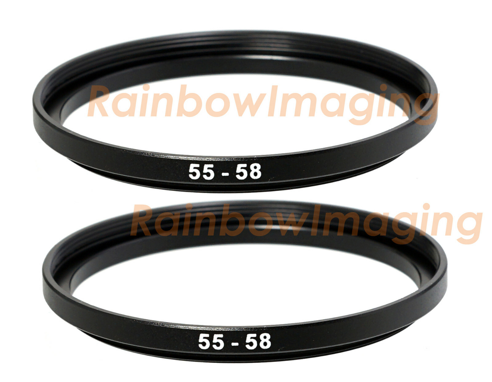 (2 Pcs ) 55-58mm 55mm to 58mm Alumnium Metal Step Up Lens Filter Ring Adapter