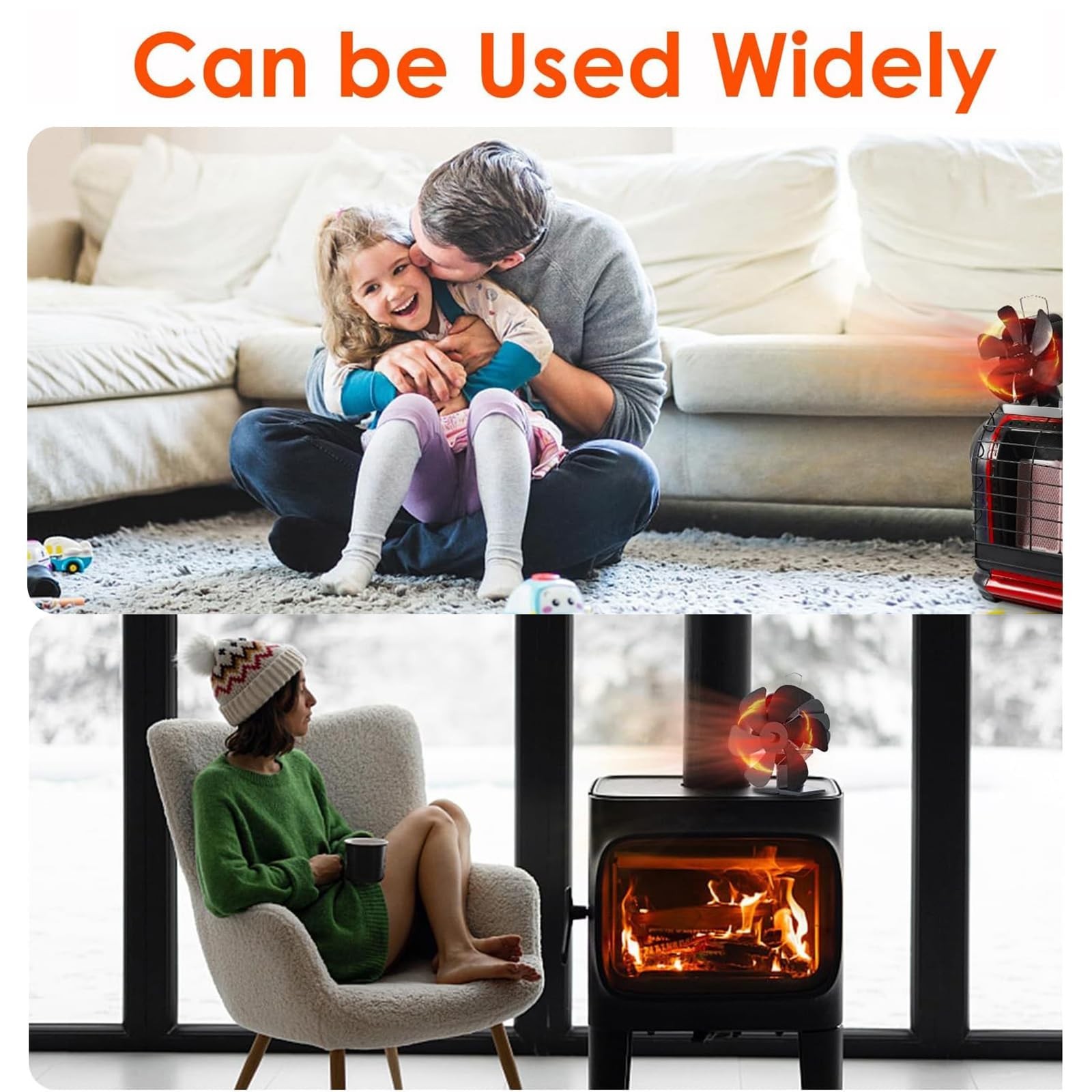 JossaColar Wood Stove Fan Heat Powered Fireplace Fan Non Electric, Thermal Fa...