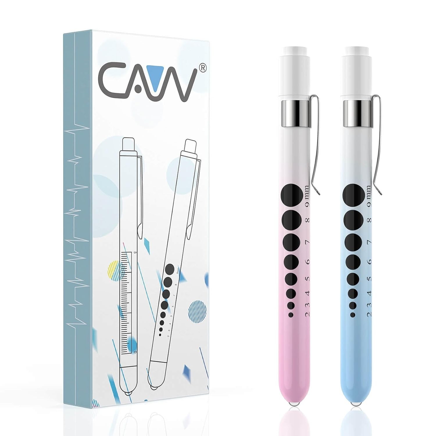 Gradient Pink and Blue Medical Penlights – 2 Pack Lightweight LED Design