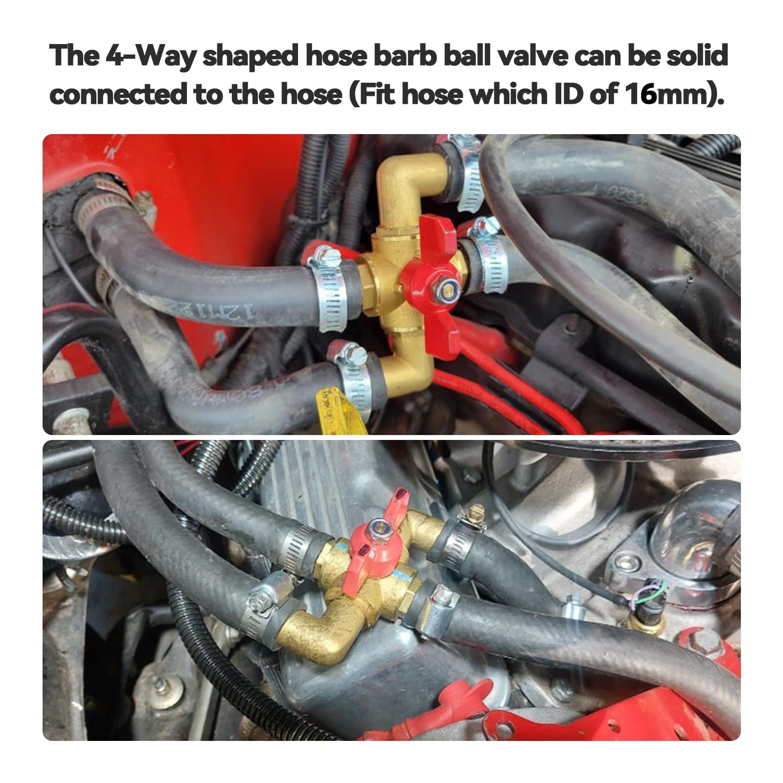 Solid Brass 5/8 Inch Heater Control Valve, 4-way Automobile Heating Water...