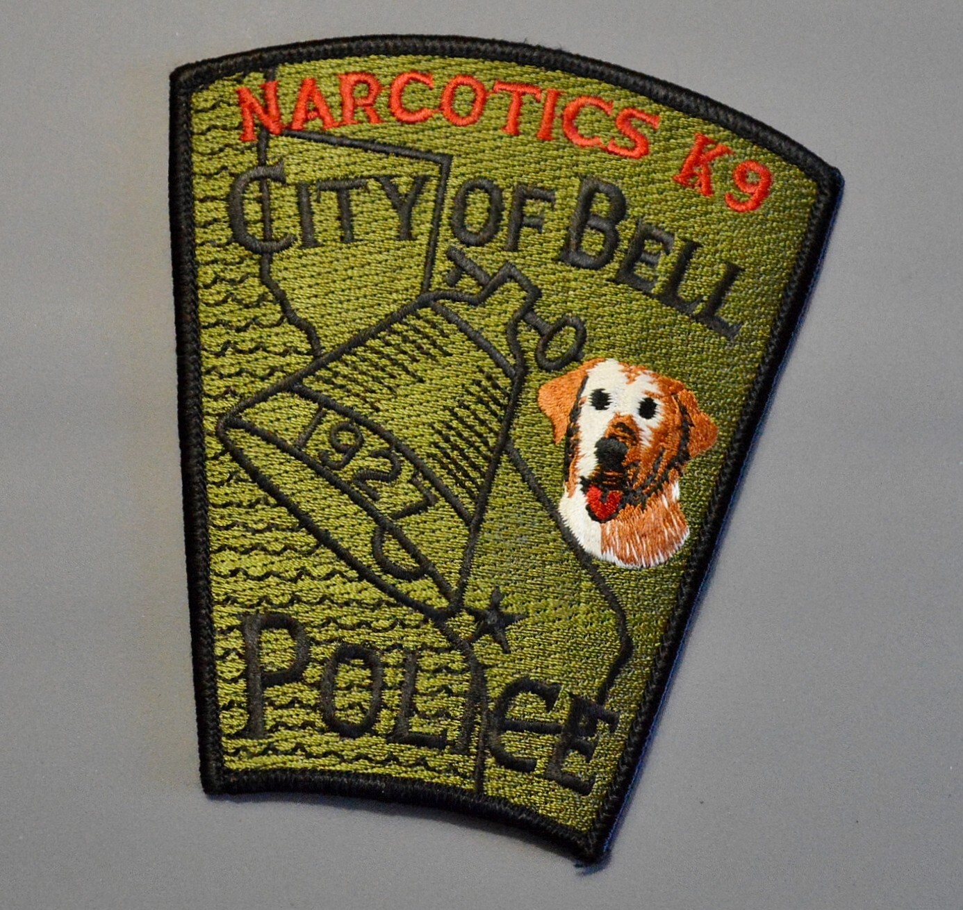 Bell California Police Narcotics K9 Subdued Patch ++ Mint LA County CA