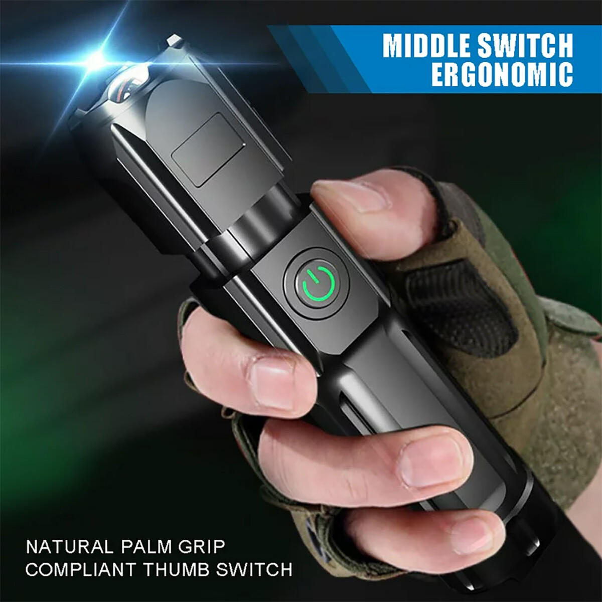 2 Pack Flashlight Tactical Police Super Bright Torch Zoomable USB Rechargeable