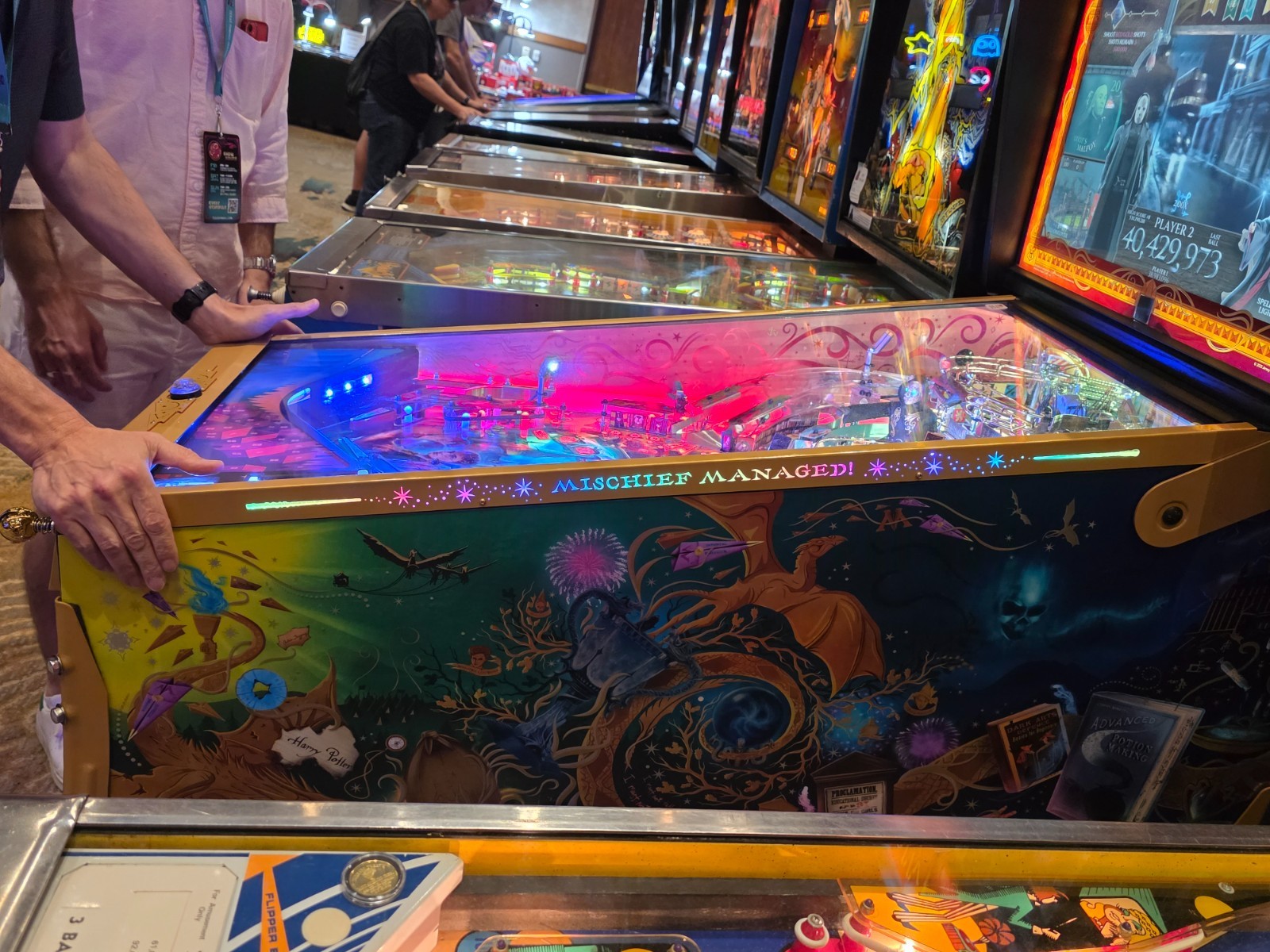 Harry Potter Pinball (WE) lighted side rail (ONLY) mod glossy black with glitter