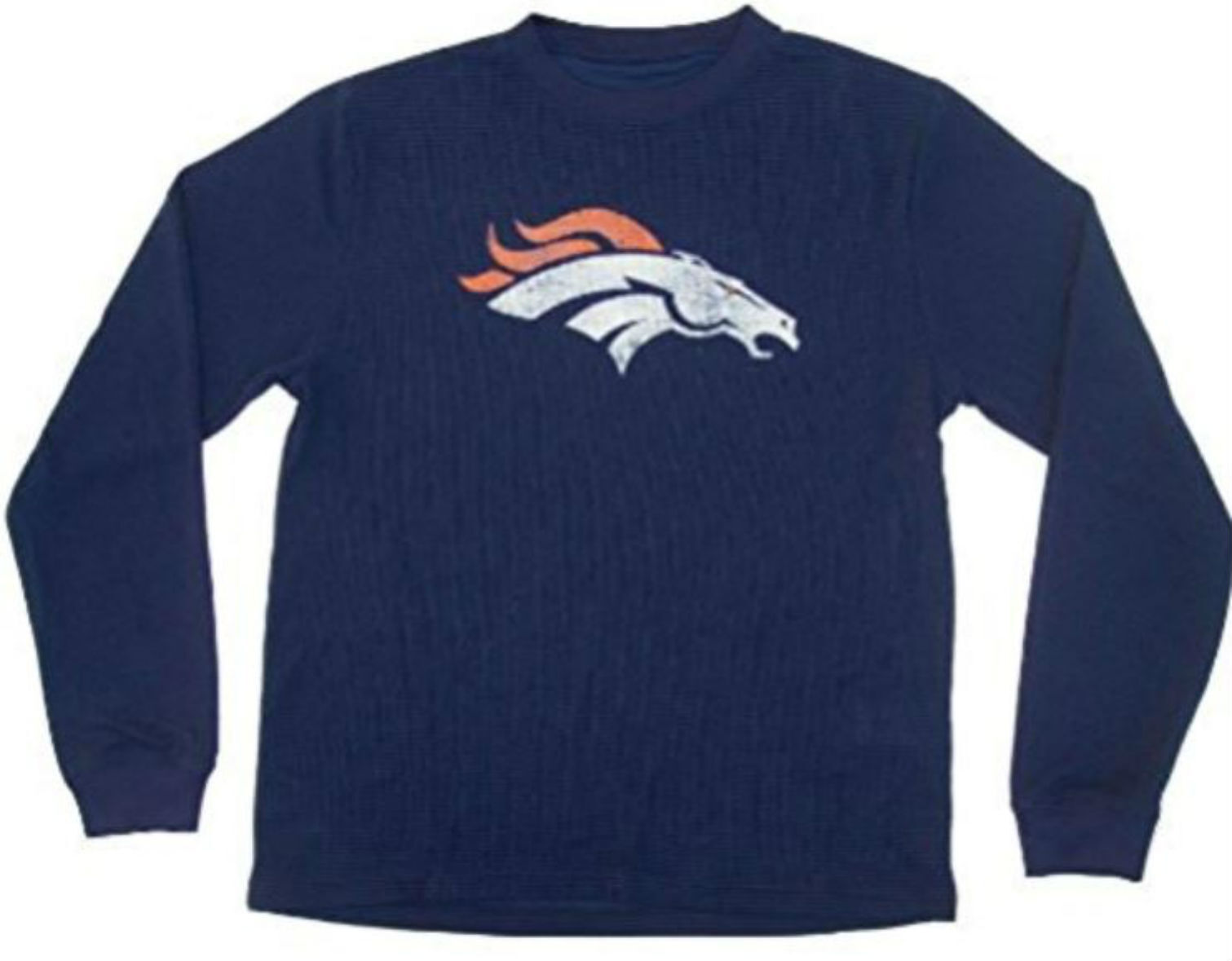 Denver Broncos Men's Distressed Logo Long Sleeve Thermal Shirt