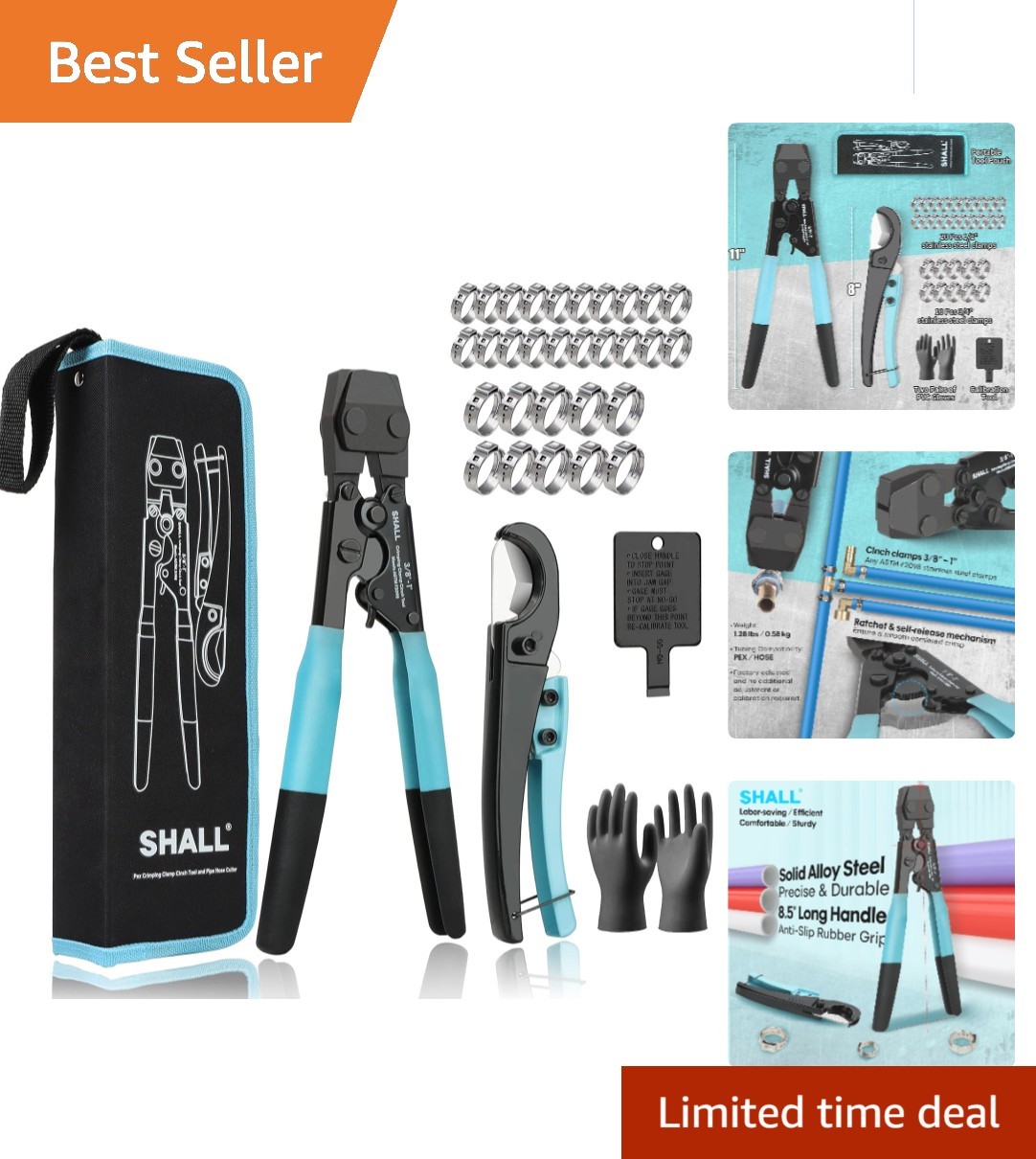 Professional Garde Pex Crimping Tool Kit with Clamp Organizer & Calibration Tool