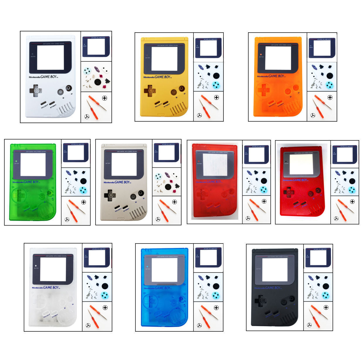 Nintendo Game Boy Original DMG-01 Housing Shell Screen Lens Pick A Color!