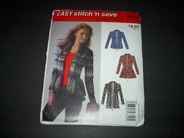 McCall's Pattern 9000 Misses' Close-Fitting Cardigans in 4 Great Styles XS~M Unc