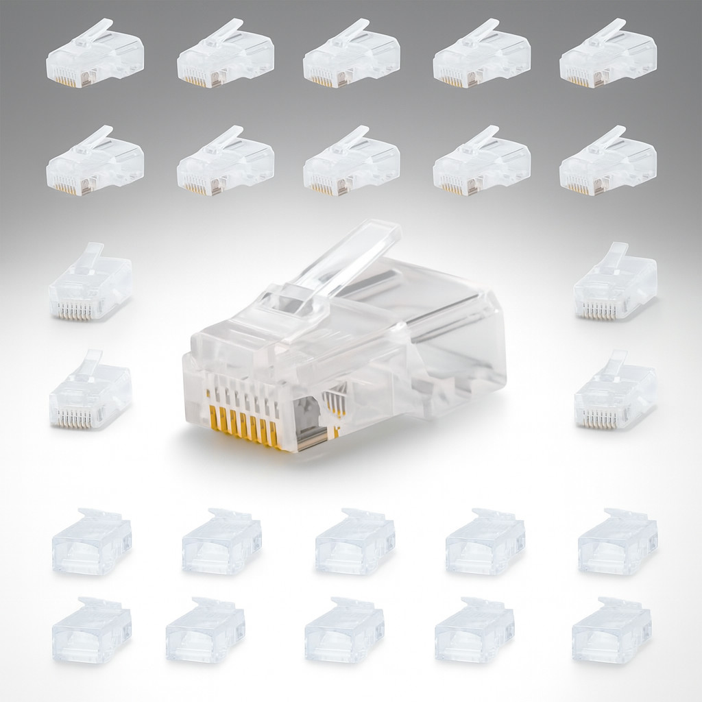 50x RJ45 CAT5 CAT5e 8P8C Modular Plug Network Connector Clear Gold Plated lot