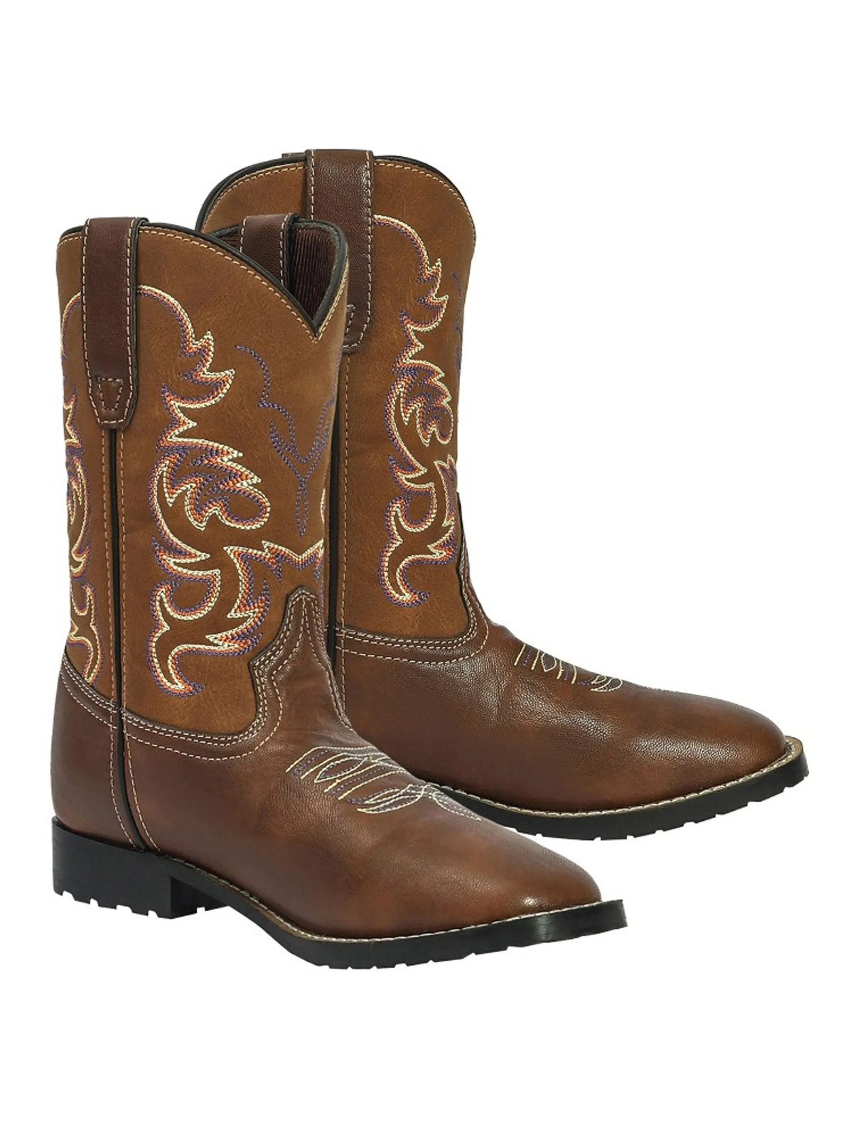 TuffRider Youth Kings Canyon Rounded Toe Western Cowboy Boots Brown 5Y