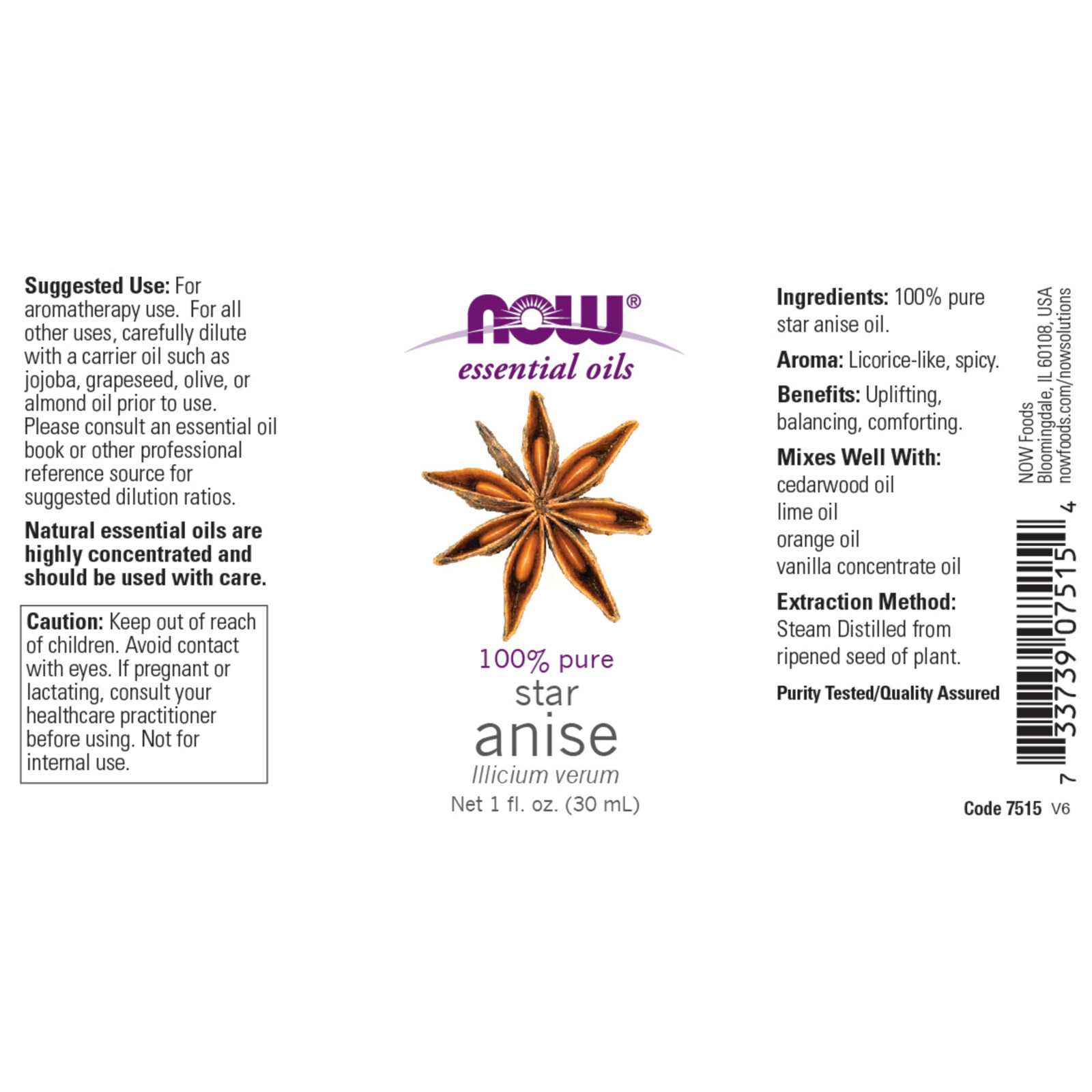 NOW FOODS Anise Oil 1 fl oz