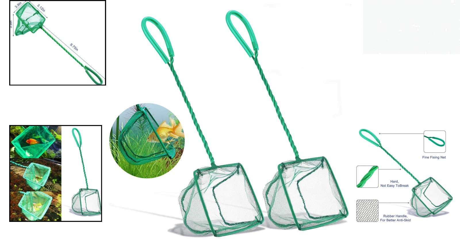 Versatile 2 Count Small Mesh Fish Catch Nets – Perfect for All Aquatic Pets