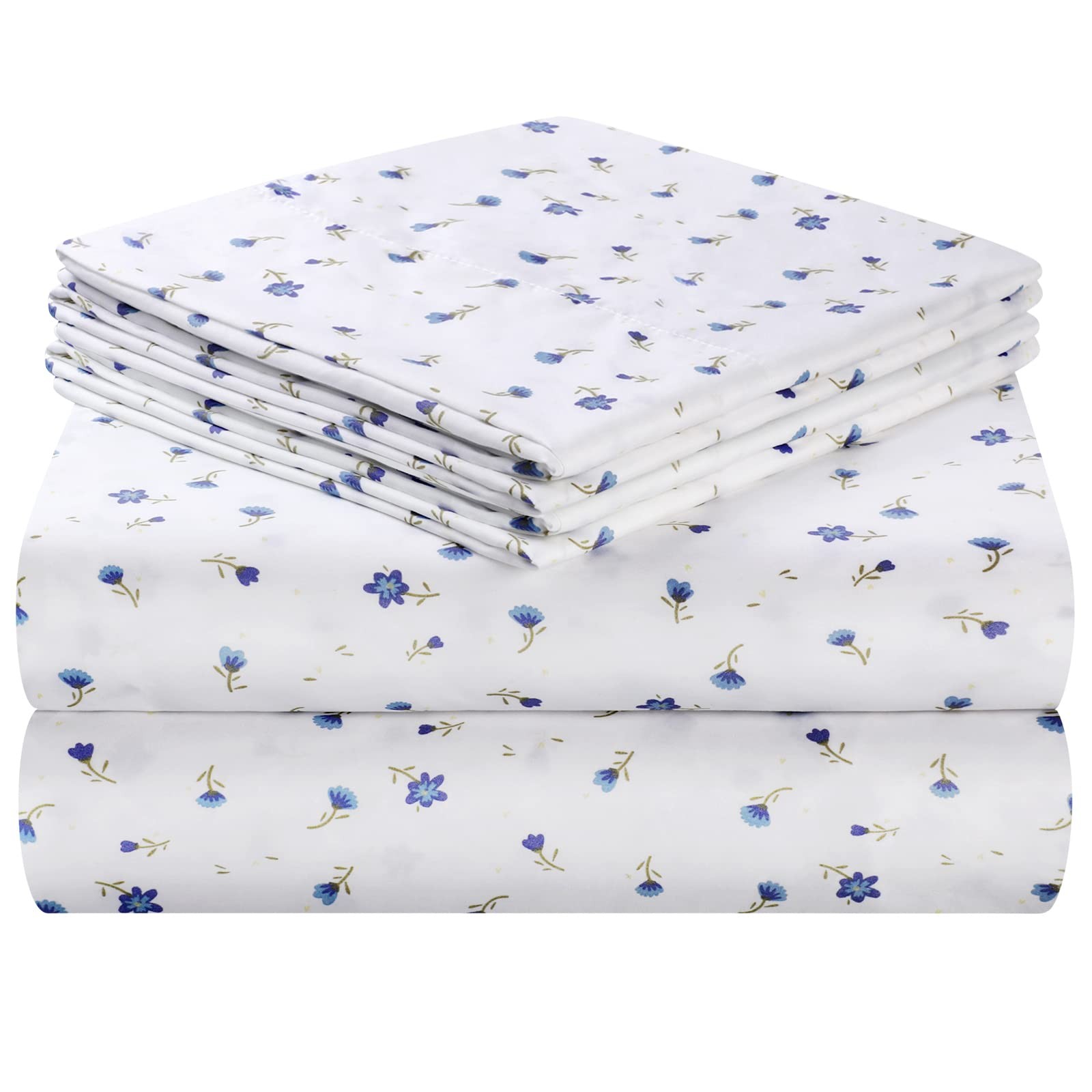 6 Piece Printed Full Size Bed Sheets, Extra Soft Brushed Microfiber 1800 Bedd...