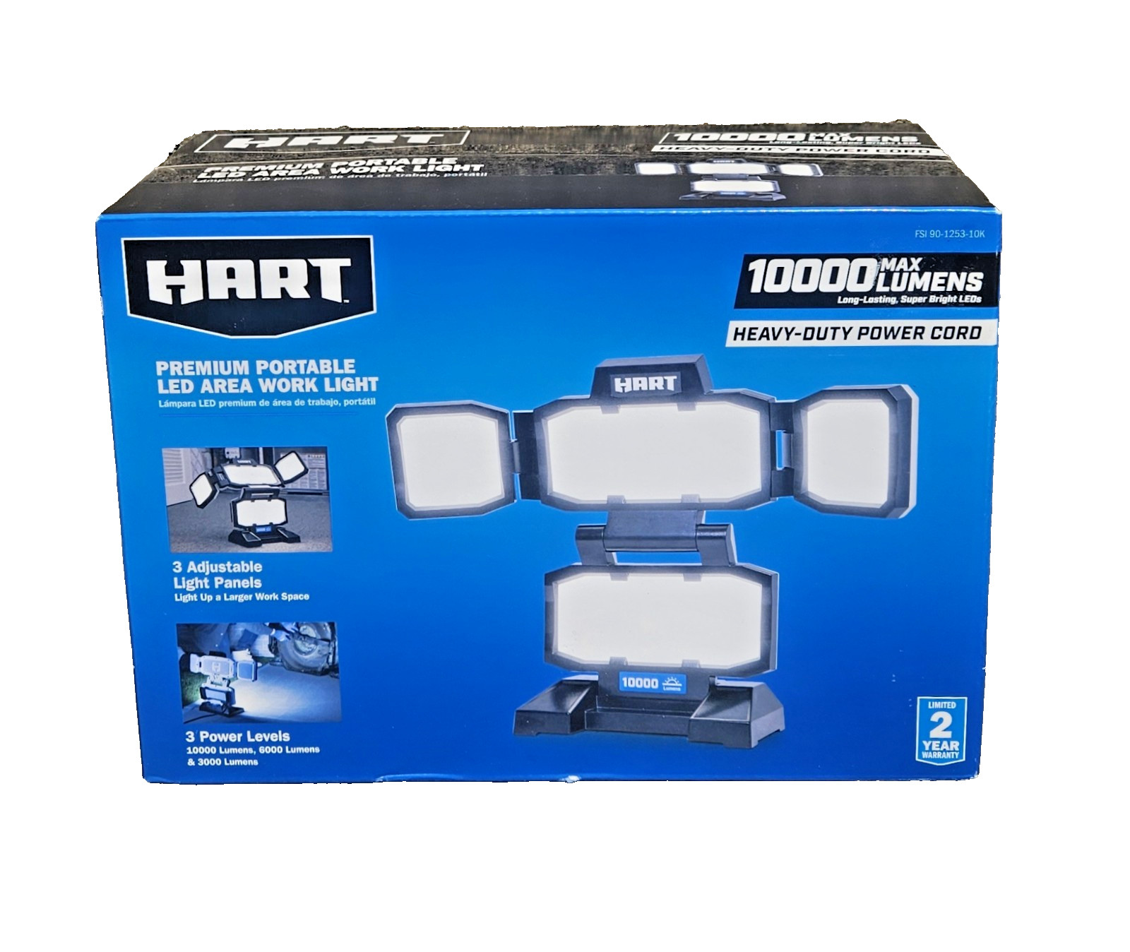 HART FSI 90-1253-10K Portable 4-Panel 10000 Lumen LED Adjustable Plug-in Light🆕