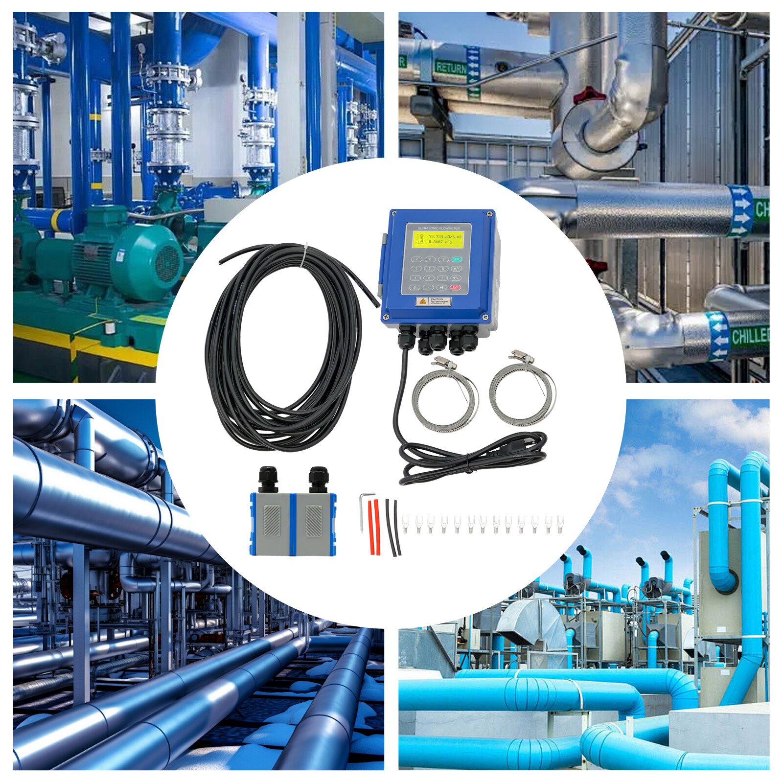 TUF-2000B Ultrasonic Liquid Flowmeter Protection Wall Mounted Flow Meter US
