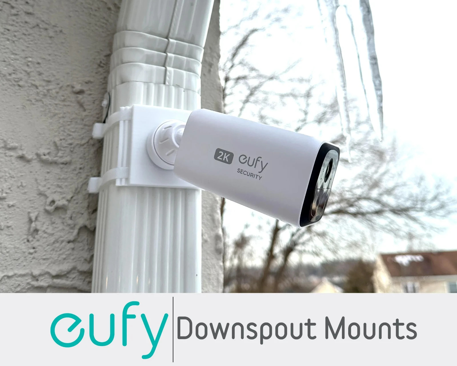 Downspout Mount for Eufy Camera - No Drill Rubber Outdoor Security Camera Mount