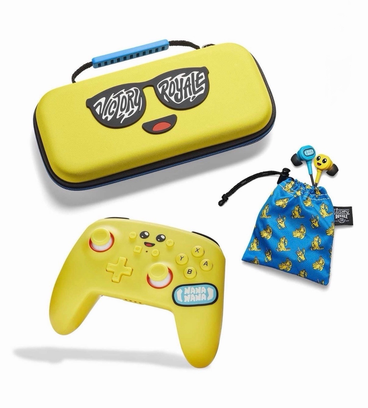 Victory Royale Nana Nana Switch Accessory Bundle Case Controller Earbuds Pouch